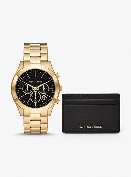 Oversized Slim Runway Watch and Card Case Gift Set
