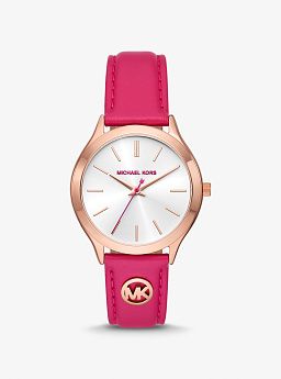 Slim Runway Rose Gold-Tone and Leather Watch