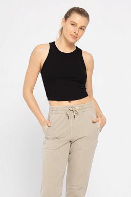Essential Micro-Ribbed Racer Athleisure Black
