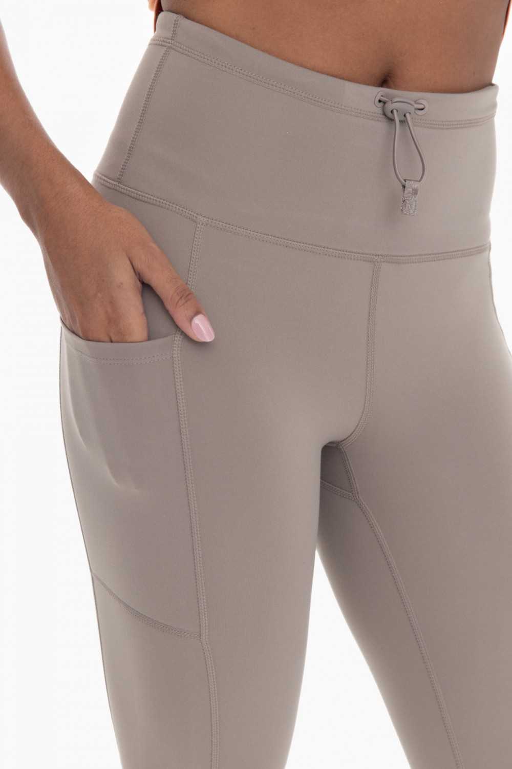 Mono B Leggings Mesh Panels Calf Length Front Waist Pocket Kiwi Green Size  Large