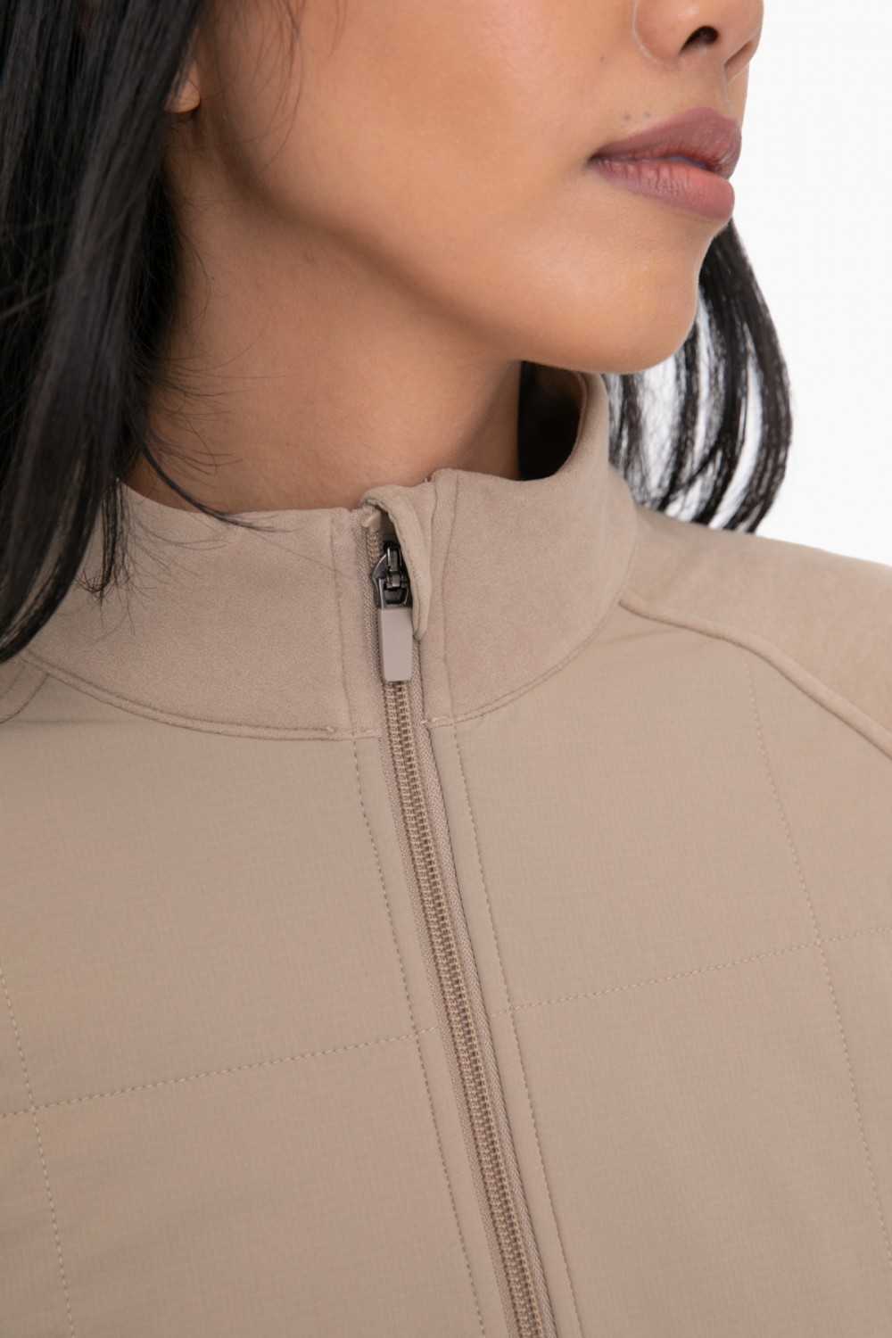 Mono B Ivory Fleece Hybrid Zip Up Jacket