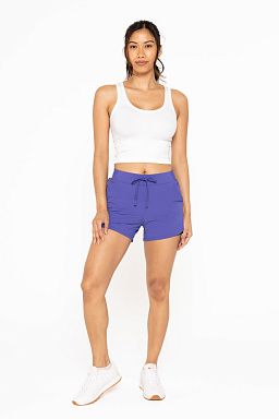 Lined Athleisure with Curved Hemline Orient blue