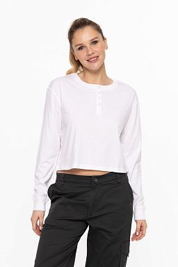 Organic Cotton Chic Crew Neck Henley White