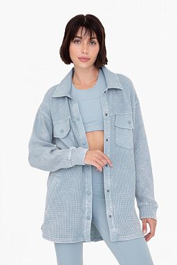 Waffle Knit Mineral-Washed Button Down