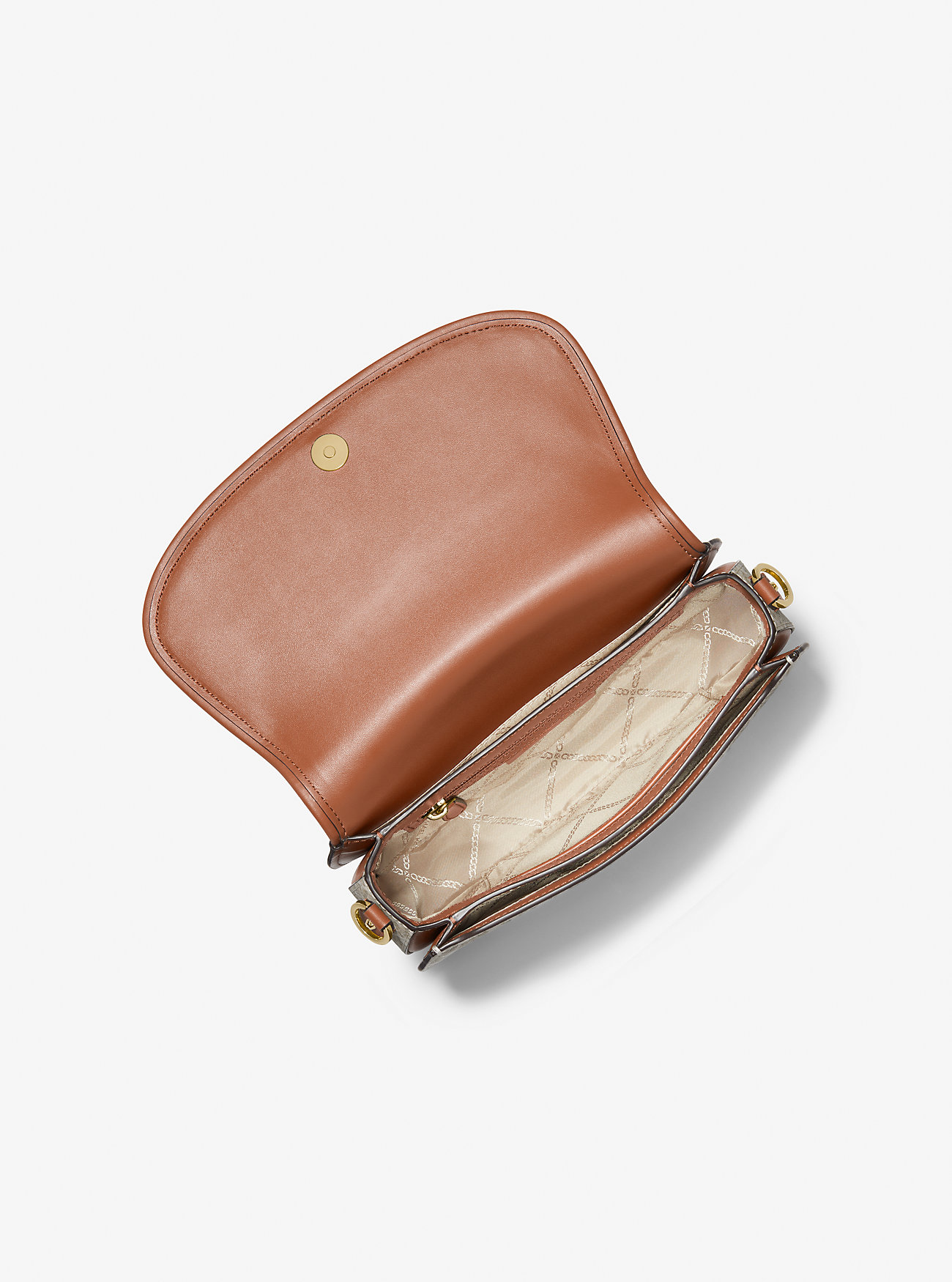Michael Kors Mila Signature Logo Micro Crossbody Bag - Vanilla/Luggage